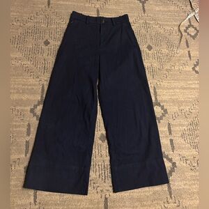 Spanx Navy Wide Leg Pants Small Petite High Rise Cropped Trousers